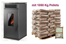 Hydro-Pelletofen Pelletofen Wasserführend 24 KW Pelletkamin mit 1050 Kg Pellets