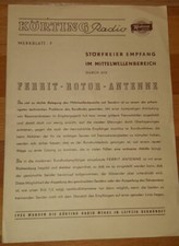 Merkblatt Körting Radio –