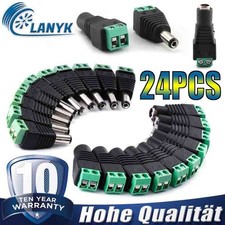 24PCS Metall Adapter Set Stromkabel Steckverbindung 2 polig DC Stecker 5,5x2,1mm