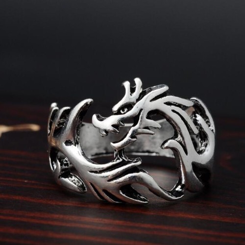 Edelstahl ring drache - drache, biker