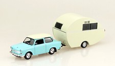 Trabant Trabbi 601 mit Würdig 301 Wohnwagen Blister 1:43 Altaya Modellauto 
