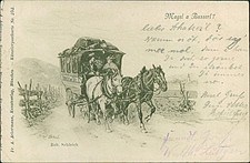 Ansichtskarte (b251) Kutsche 1898 Pferde Personen Magst a Busserl? Rob. Schleich