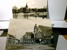Stralsund. 2 x Alte Ansichtskarte / Postkarte s/w, gel. 1962 u. 1971. 1 x Bahnho