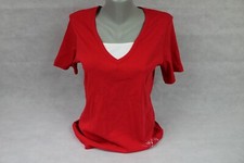 Damen Oberteil Shirt rot weiß schlicht mit Druck T-Shirt Gr. L von Lea H.