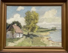 Impressionist Ancher Hotoft Sommerlandschaft mit Bauernkate Moesegaard Aarhus 