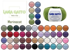 Merinowolle Mischgarn zum Stricken Merinocot von LANA GATTO in 34 Farben
