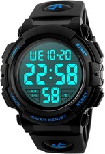 Herren Digital Armbanduhr mit Schwarz Silikon Armband Uhr Wasserdicht 5 ATM