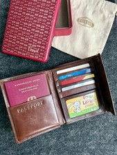 Fossil ML8232 Passhülle Reisepass Etui Ausweis Transit Passport Case Leder Braun