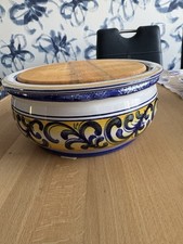 Käse / Butter/ Wurst  Keramik Blau Weiß mit Holz Brettchen vom Tegernsee