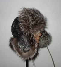 Silberfuchs Pelz Mütze Fuchs Fell Kappe Persianer Hut Real Fox Hat Fellmütze Fur