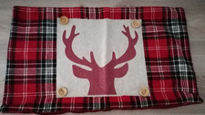 Kissenbezug mit Elch rot-kariert 50 x 30 cm