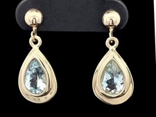 OHRHÄNGER AUS 375/- GG MIT "SANTA MARIA"  AQUAMARIN FACETTENREICH SCHMUCKJAGD