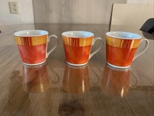 3x Porzellan Kaffeetasse 150ml rot orange - Tasse Kaffee Becher