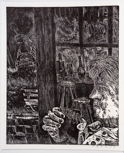 Esteban fekete holzschnitt - fekete,,