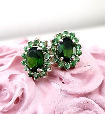 1 Paar Ohrstecker 925 Silber Smaragd? Blumen-Ohrringe Edelstein-Ohrstecker, top