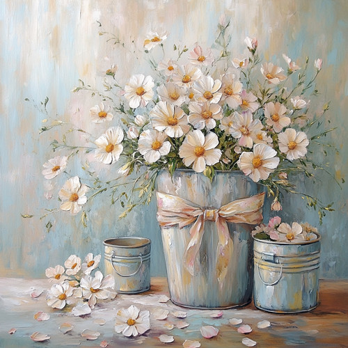 Wandbild wildblumen eimer - wildblumen,