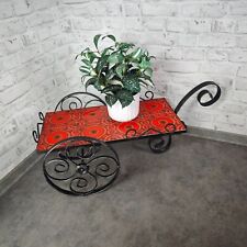 Blumenhocker Wagen groß Fliesen rot 70s Pflanzenhocker Blumentisch Pflanzentisch