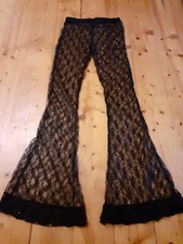 Hose Spitze transparent Schlag Schlaghose sexy Tanzhose Unikat Gr. S Punk Gothic