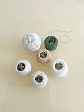 ⚜️6 Stück Glanzhäkelgarn weiß, beige, grün,  Markenqualität LJILJAN