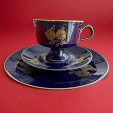 1970 Lichte Sammeltassen Sammelgedecke DDR Gedeck Tasse Kaffee Kobalt Blau Weiß 