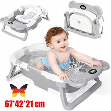 Baby Badewanne Babywanne Faltbar mit Gestell, Thermometer, Anti-Rutsch Kissen