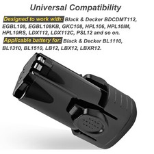 10.8V/12V 3500mAh Akku für Black & Decker BL1110 BL1310 BL1510 LB12 LBX12 LBXR12