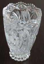 KRISTALLVASE CA. 18 CM HOCH, 10,5 CM DURCHMESSER OBEN UND UNTEN CA. 7 CM TOP !!!