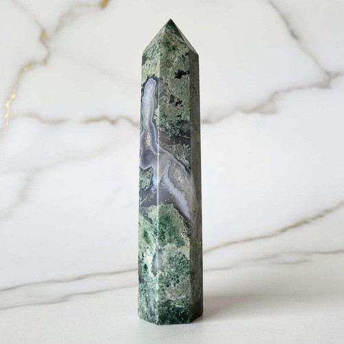 Moosachat obelisk 21cm - moosachat,