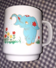 Tasse Kaffee Becher Cup Kakao Tee Crown 70er Jahre Kinder Becher Elefant Reh neu