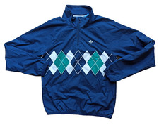 Adidas Ivan Lendl Retro Tennis Zip Sweatshirt Jacke Argyle Windbreaker blau S