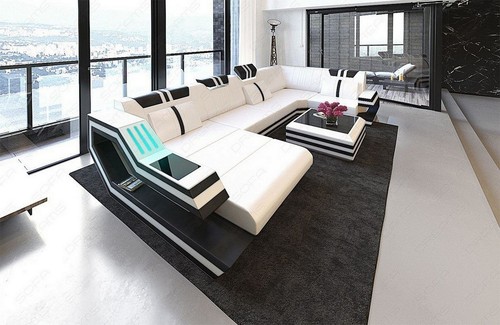 Leder wohnlandschaft sofa led - leder,