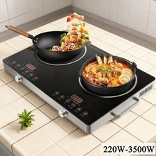 Glaskeramikkochfeld 1/2 Zonen Glaskeramik 200-3500W Doppelkochfeld Timer DHL