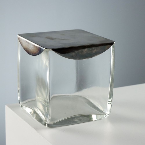 Vintage schachtel glas metall - vintage,
