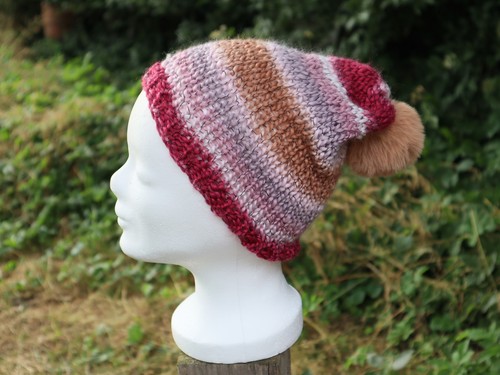 Mütze gestrickt mit kunstfell - mütze,