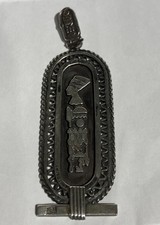 Vintage ägyptische Kartusche Hieroglyphen Anhänger Silber gebraucht 