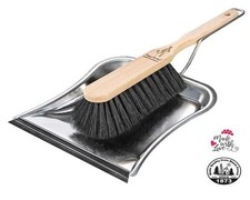 Kehrgarnitur Edelstahl Premium Besen mit Kunsthaar & Schaufel mit Gummilippe