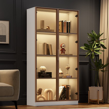 Glas Vitrine Standvitrine mit LED-Beleuchtung Verstellbares Regal Hochschrank