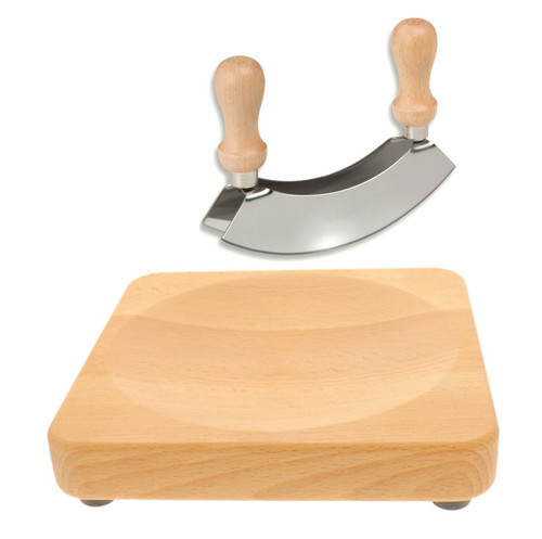 Kräuterbrett mit wiegemesser - kräuterbrett,