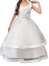 Taufkleid Kommunionkleid  Blumenmädchenkleid Gr. 152/158 NEU Milk white *85
