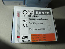 Edelstahl A2 Terrassenschrauben Ø5x50- T20 / 200stk /Rostfrei/ Blank / / 2024