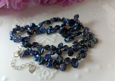 Natürliche keshi Perlen unregelmäßigen blütenblatt halskette Morandi blackblau