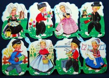 Glanzbilder, Oblaten, Bogen Nr. 98-75 von Krüger Holländer Niederländer Vintage