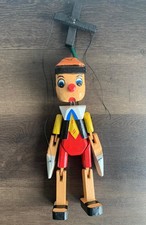 Puppe Pinocchio aus Holz mit Seilen, Marionette, 30cm