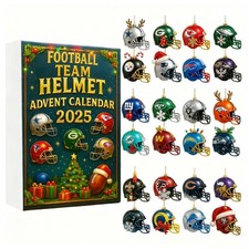 Neuer Weihnachts-Adventskalender 2025 NFL FOOTBALL TEAMHELMET Ornament Countdown
