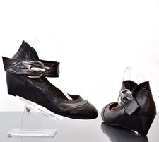 Damen Keilabsatz Pumps Gr. 38 Schwarz Esprit Vintage Neu