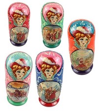 Matroschka Matrjoschka  19 cm 7 teilig Handarbeit Russische Puppe Babuschka 