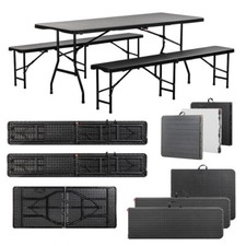 DIVID® Bierzeltgarnitur 3teiliges SET Festzeltgarnitur Camping Tisch+2 Bänke