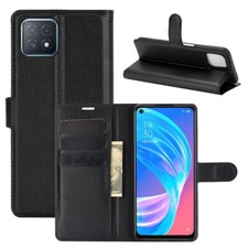 Handyhülle Schutz Case für Oppo A72 5G A73 5G Flip Cover Tasche Etuis Schwarz