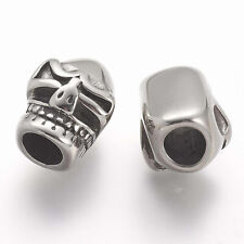 2 x Edelstahl Skull Totenkopf Beads Paracord Lanyard Knife Edc Antik Silber