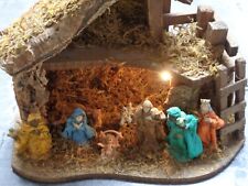 Alte Weihnachtskrippe aus Holz (Italien)